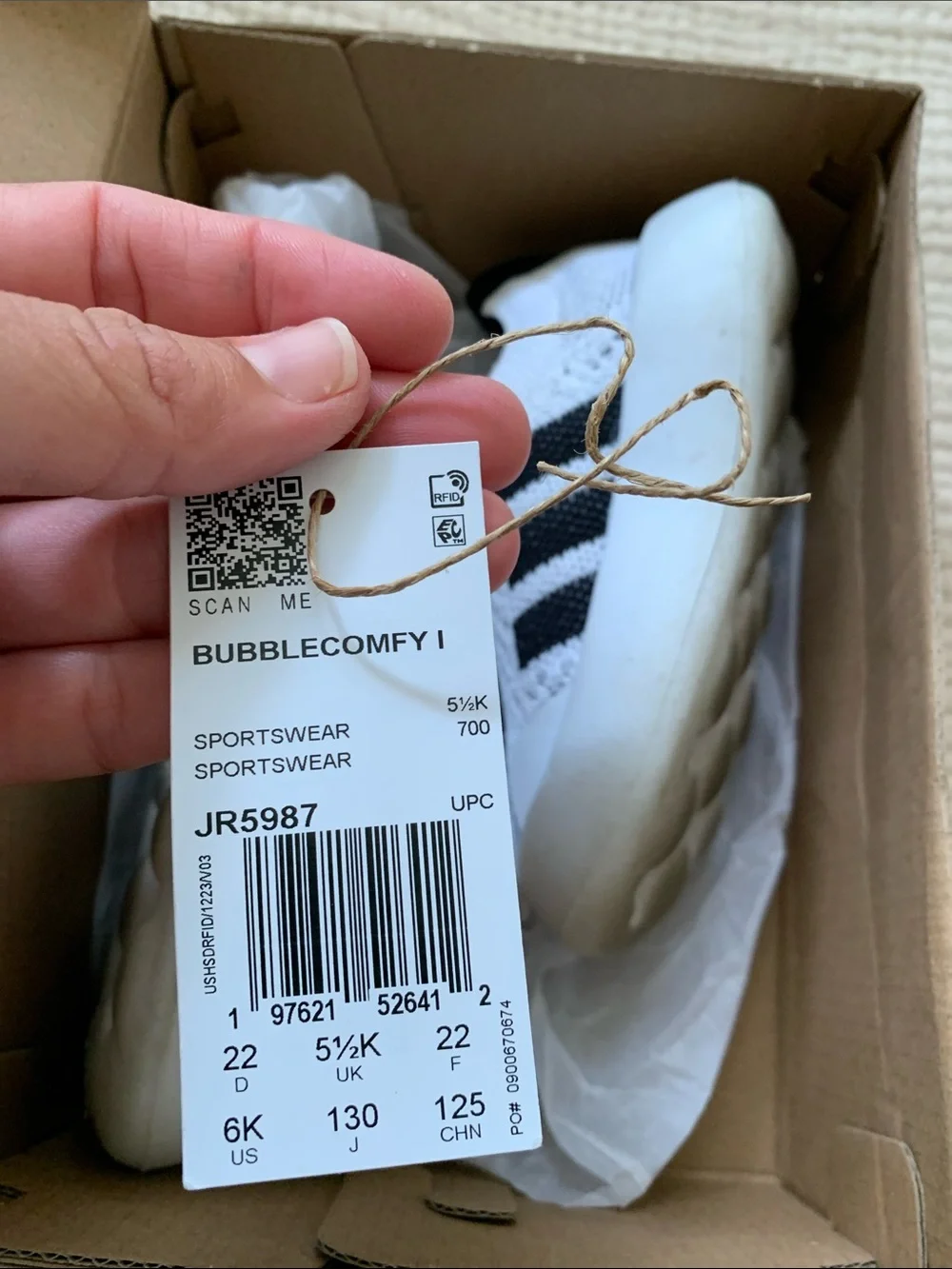 adidas Kids Bubblecomfy I Slip-On Sneakers in White and Black